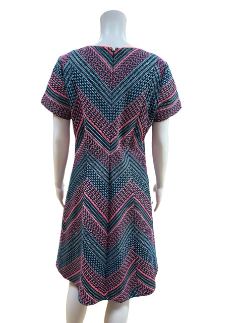 Hutchinson Chevron V-Neck Textured Knit Sheath Dress Size 12