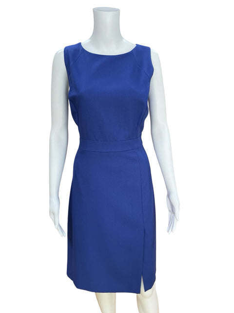 J. Crew Sheath Dress in Super 120s Wool Royal Blue Sleeveless Size 12
