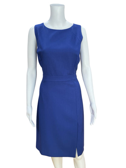J. Crew Sheath Dress in Super 120s Wool Royal Blue Sleeveless Size 12