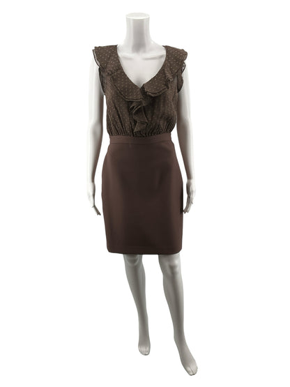 Loft Brown Dots Pre-Owned Ladies Dress - Size 0