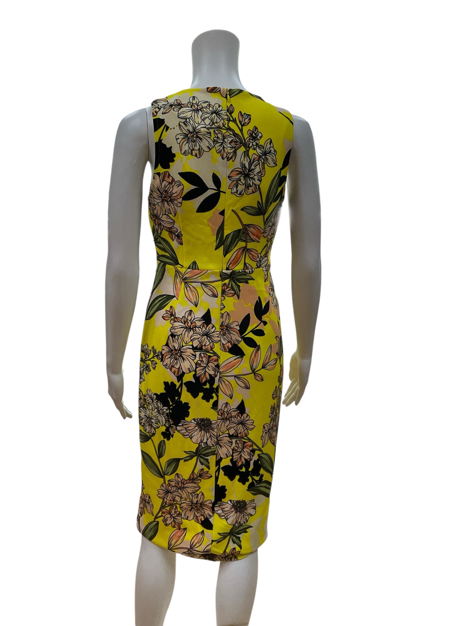 Christian Siriano New York Yellow/Black/Green Sheath Floral Surplice V-Neck Sheath Dress Size S/P NWT - Size S