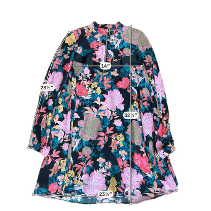 Zara Black Floral Print Long Sleeve Mini Dress Size XS