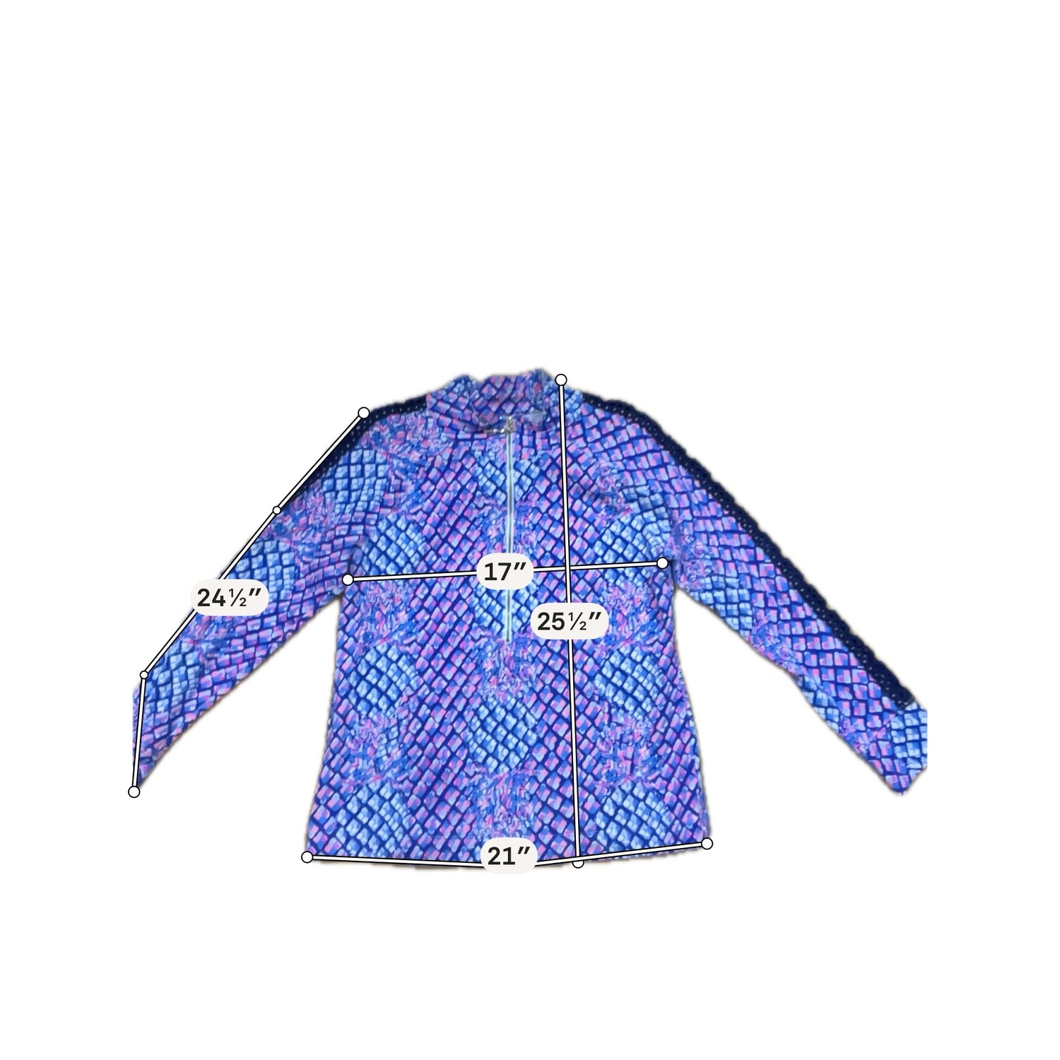 Lilly Pulitzer Skipper Popover Top Large Electric Blue Palette Print Half Zip