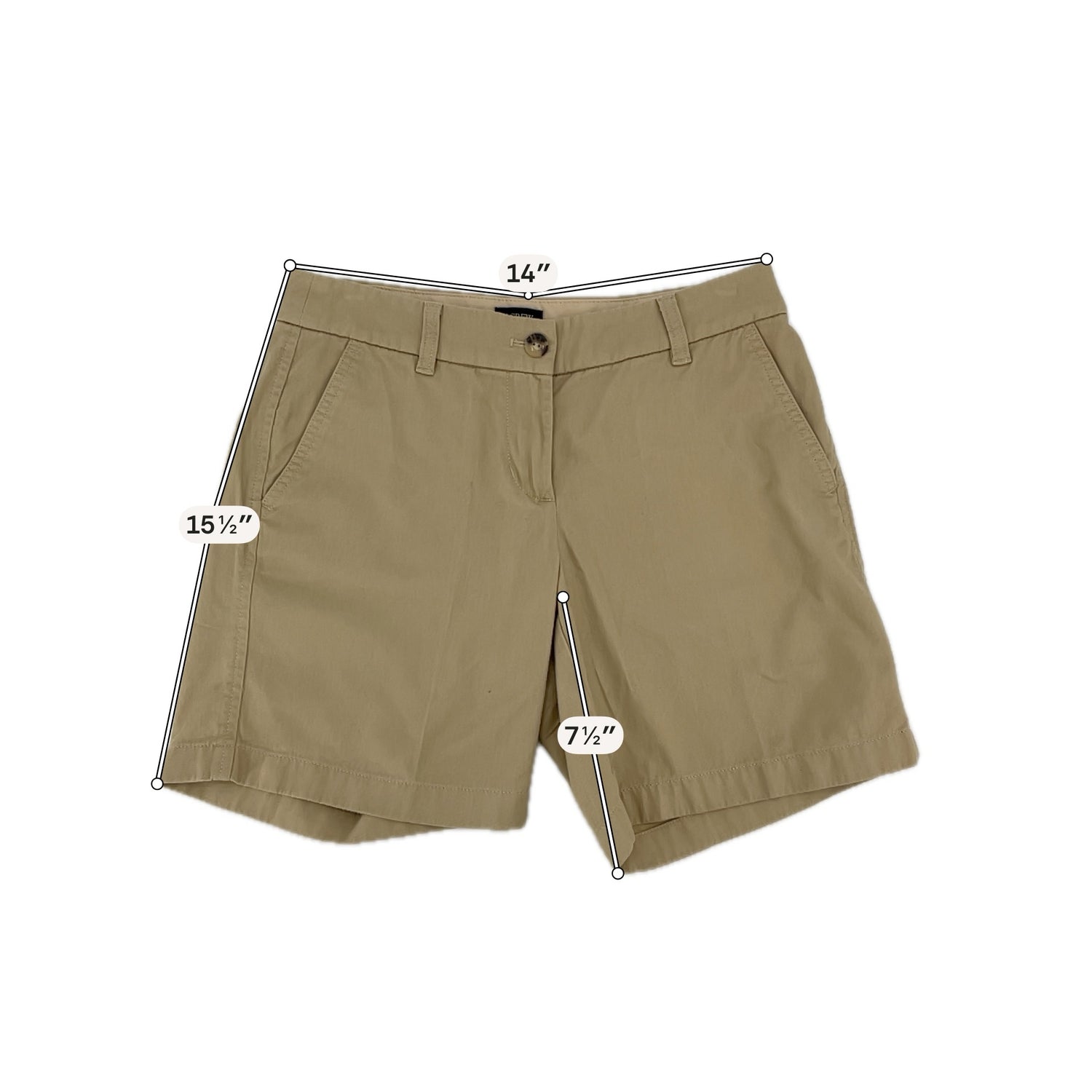 J.Crew Classic Chino Shorts Khaki Cotton Mid Rise Size 2