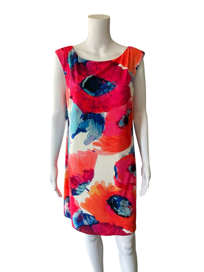 Trina Turk White, Orange &amp; Blue Floral Dress – Women’s Size 12 - ONLINE ONLY