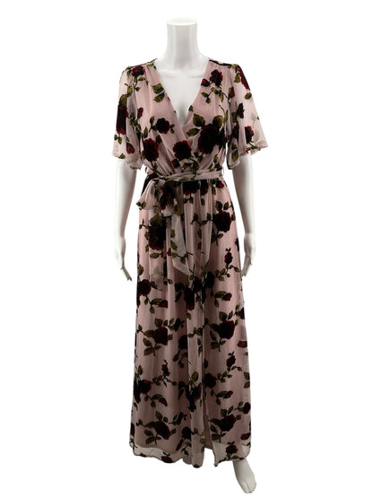 Baltic Born Lydia Floral Velvet Wrap Maxi Dress Size Small NWT