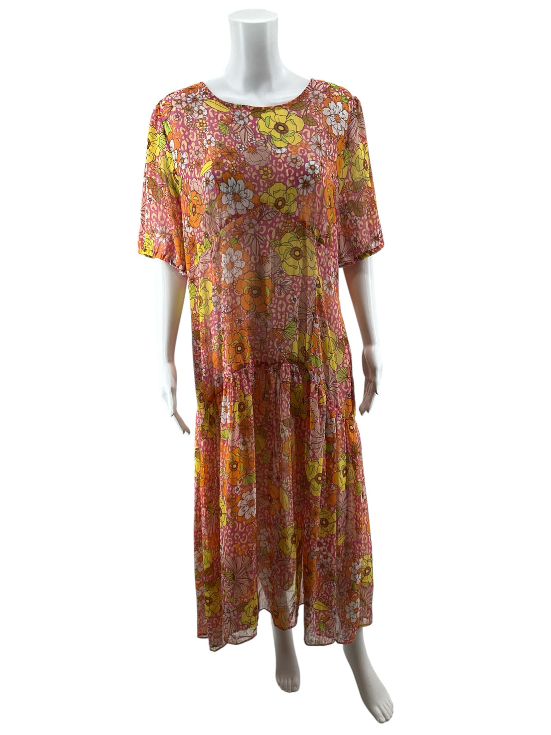 Never Fully Dressed Yellow/Pink/Orange Maxi Vienna Floral Wrap Dress UK 16 / US 12 NWT - Size 16