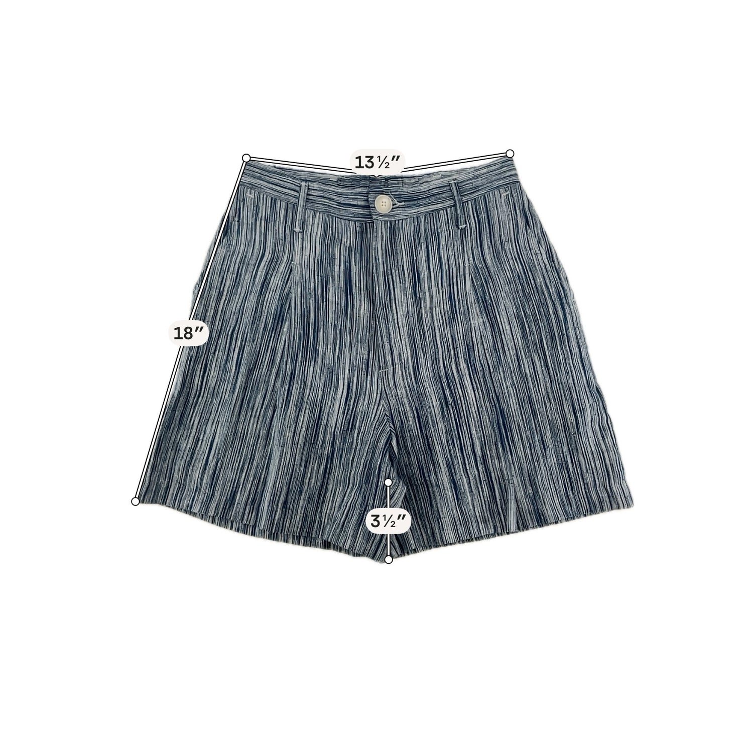 Karen Kane Blue Shorts Blue White Striped Linen Shorts Lined Made in USA Size Small - Size S