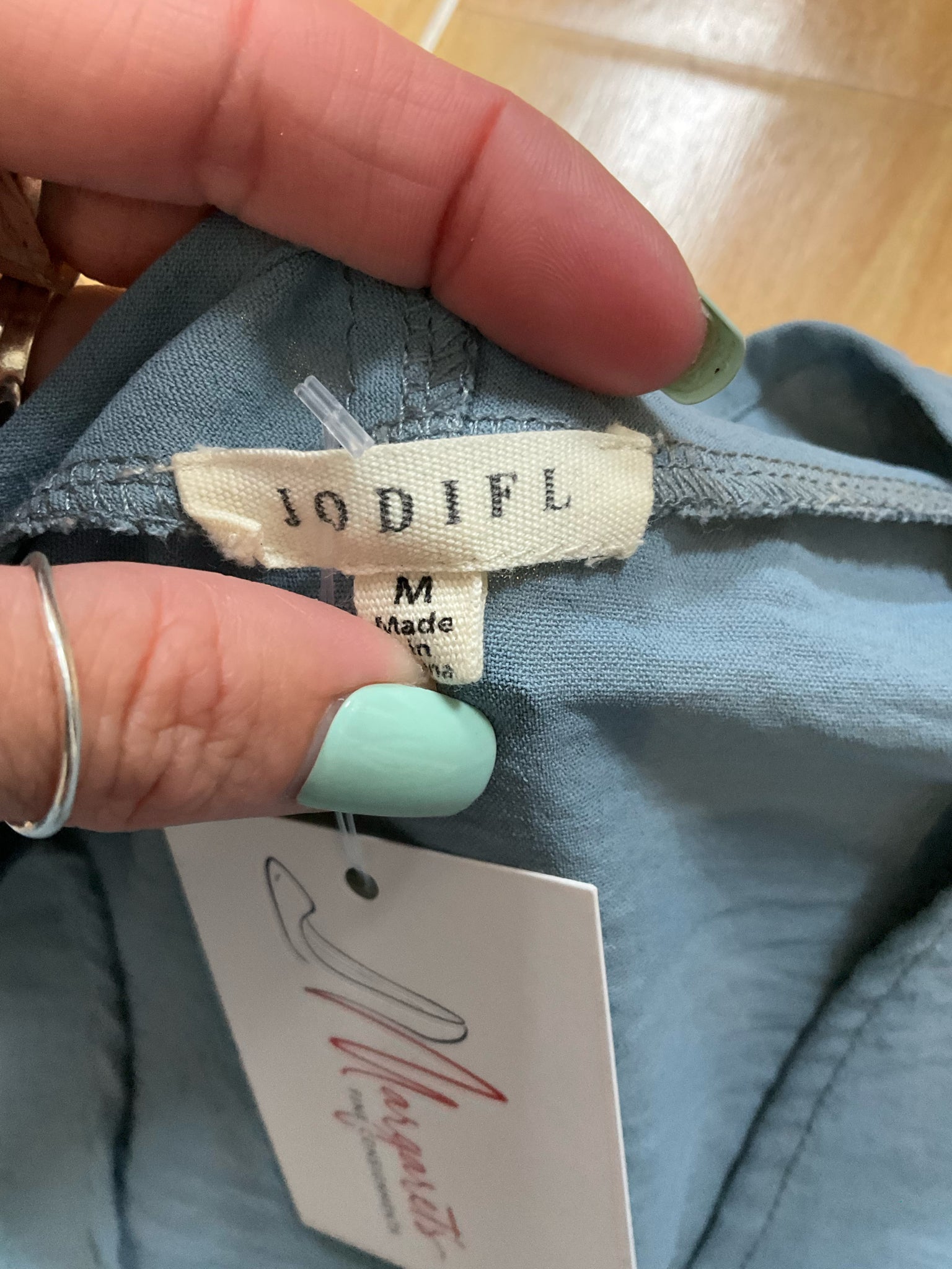 Jodifl Slate Blue V-Neck Dolman Sleeve High-Low Top Size Medium