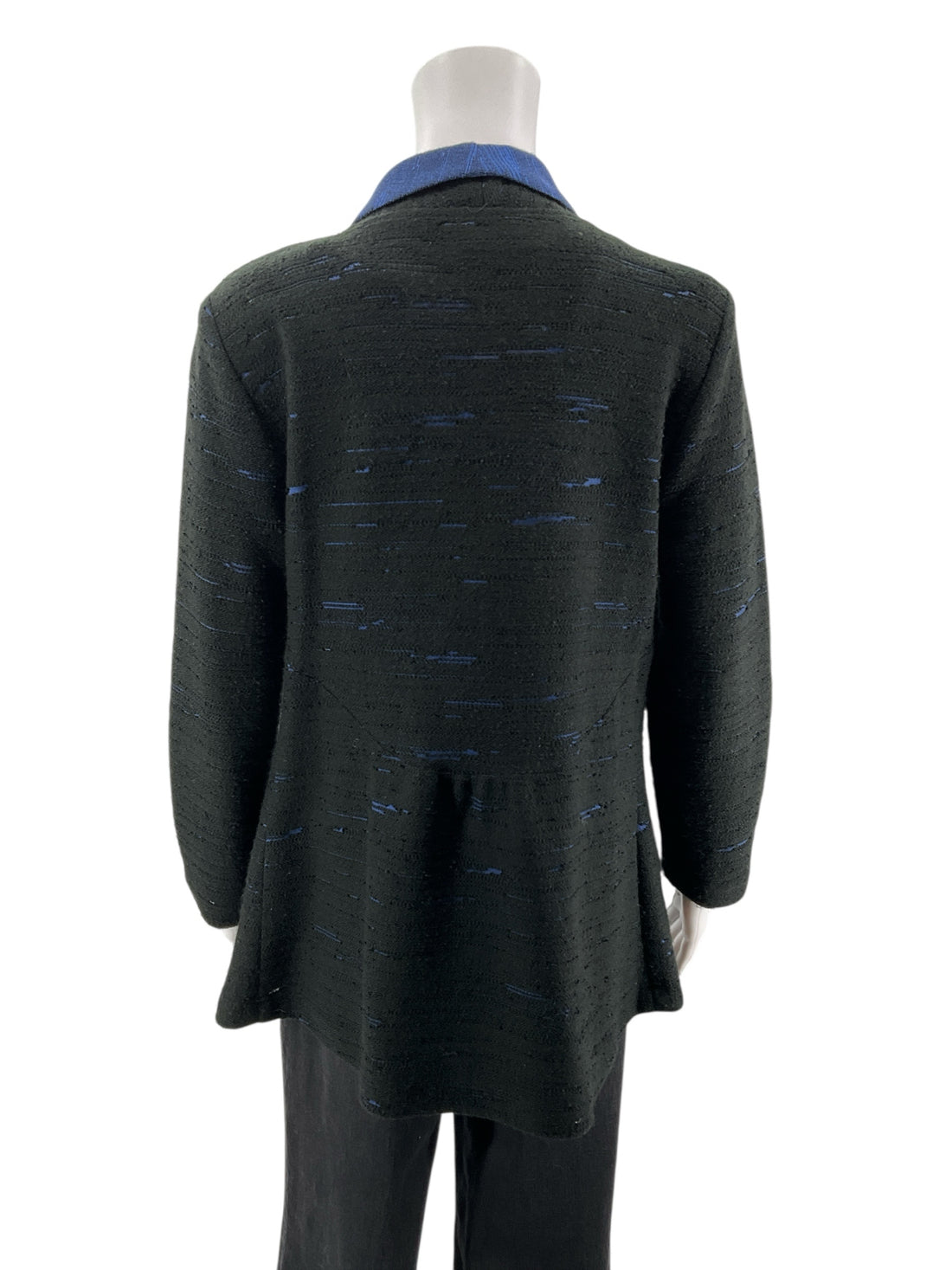 Andria Lieu Black/Blue Distressed Pre-Owned Ladies Blazer - Size Large - Margaret’s Fine Consignment
