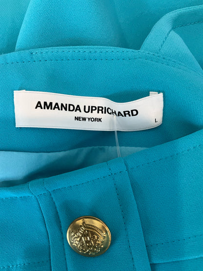 Amanda Uprichard Turquoise Crest Button-Front Mini Dress Size Large