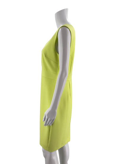 Ann Taylor yellow sheath dress, sleeveless, knee-length, size 6, perfect for career or cocktail occasions.