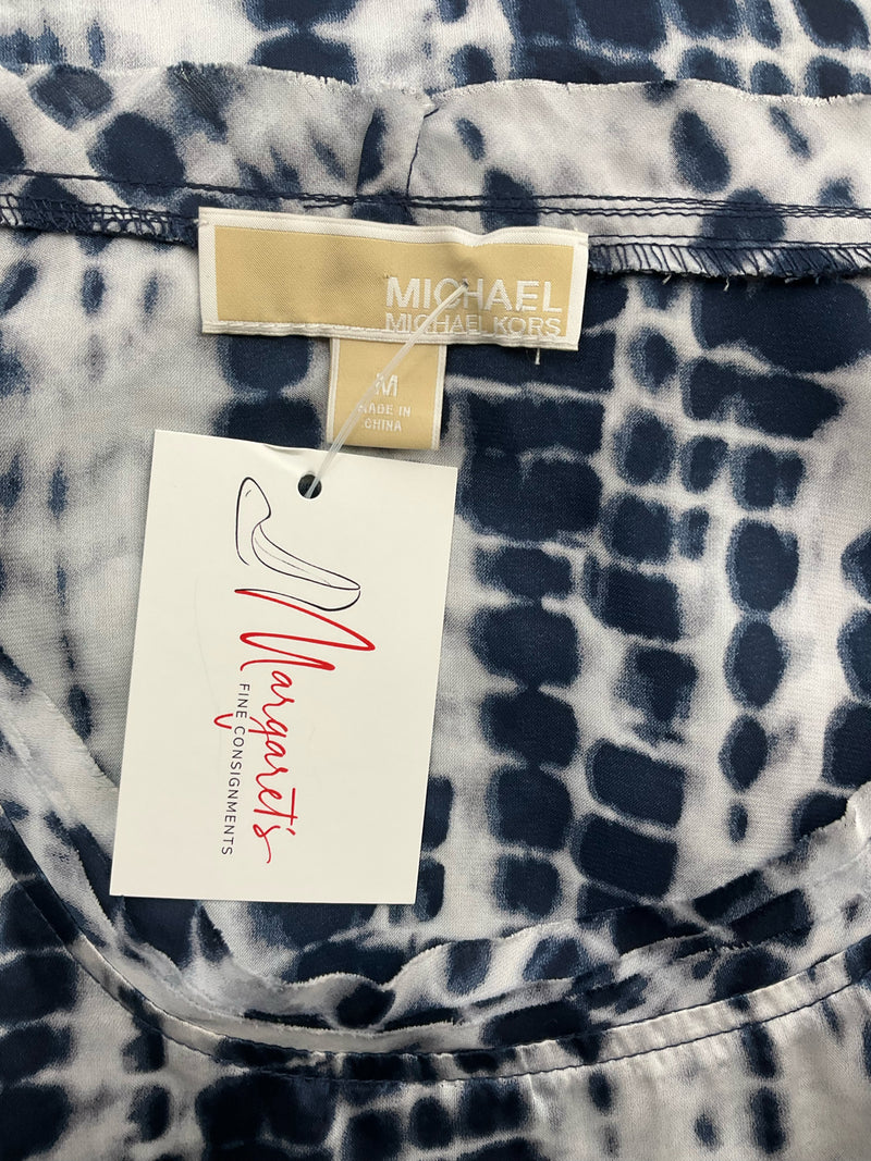 ⁬Michael Kors White/Navy Pre-Owned Ladies Dress - Size Medium