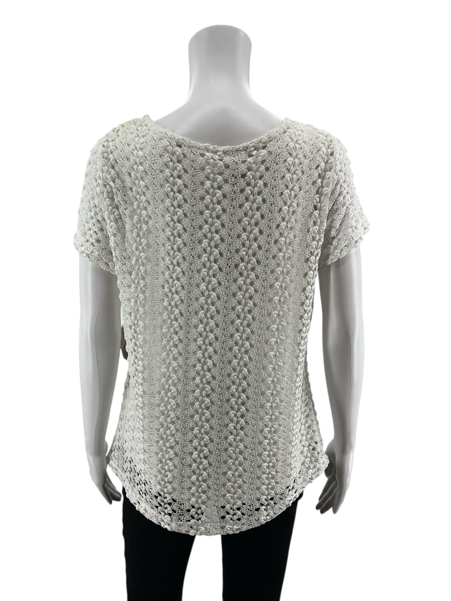 JM Collection White Lace Pre-Owned Ladies Casual Top -  Size Large Petite