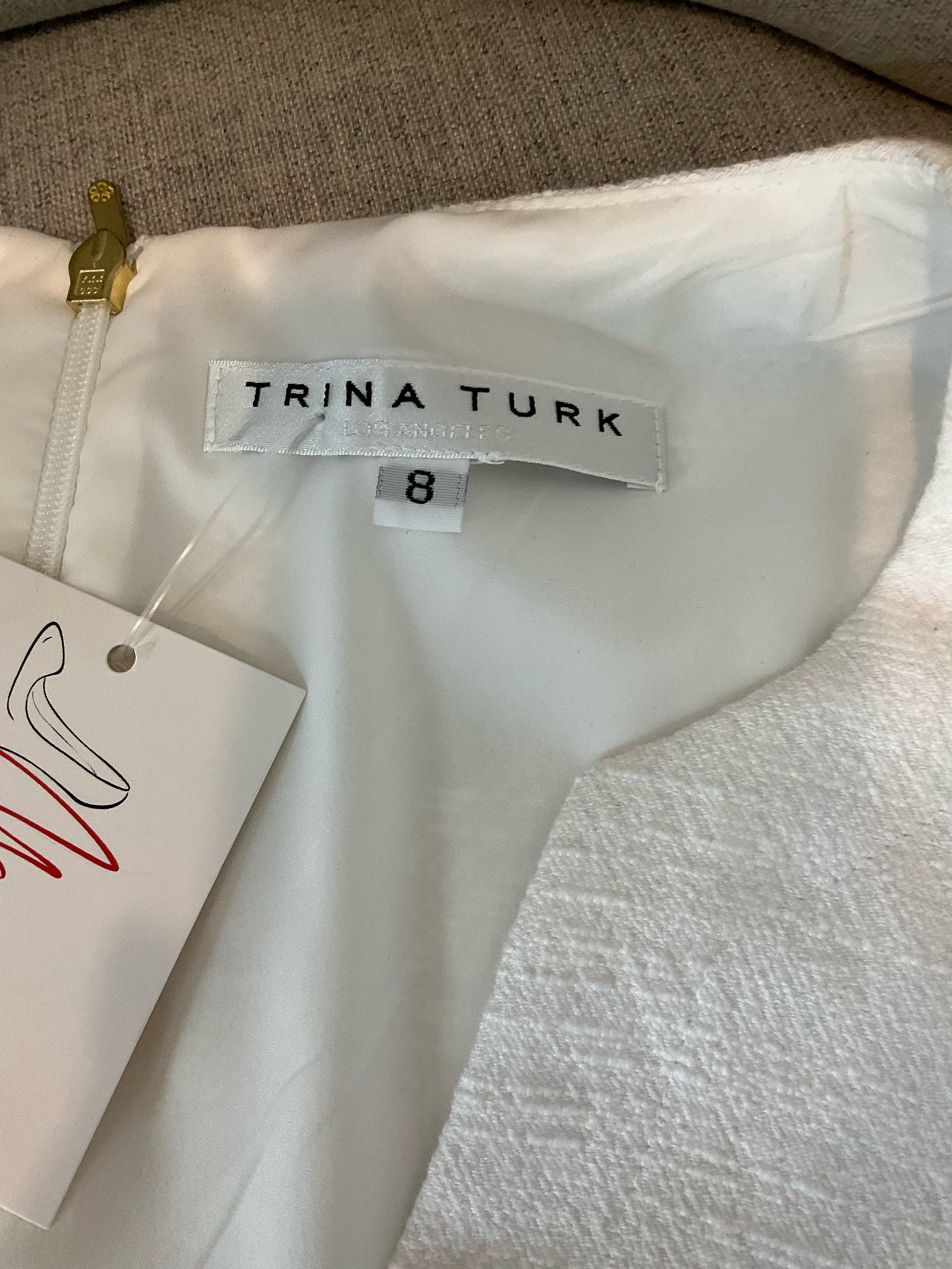 Trina Turk Aja Boucle Sleeveless Shift Dress White Size 8