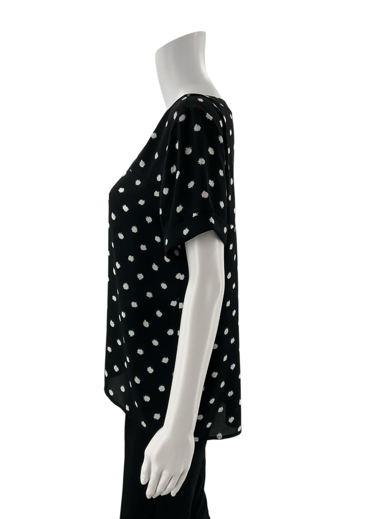 Loft Black/White Polka Dot Pre-Owned Ladies Top - Size Small