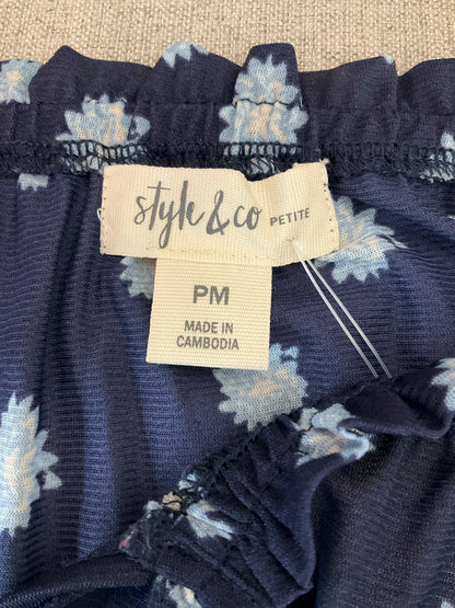Style &amp; Co Petite Floral Bohemian Peasant Top with Lace Trim Size PM