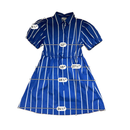 J. Crew blue/white Mini Striped Puff Sleeve Mini Shirtdress with Pockets Blue White Size 2P - Size 2P