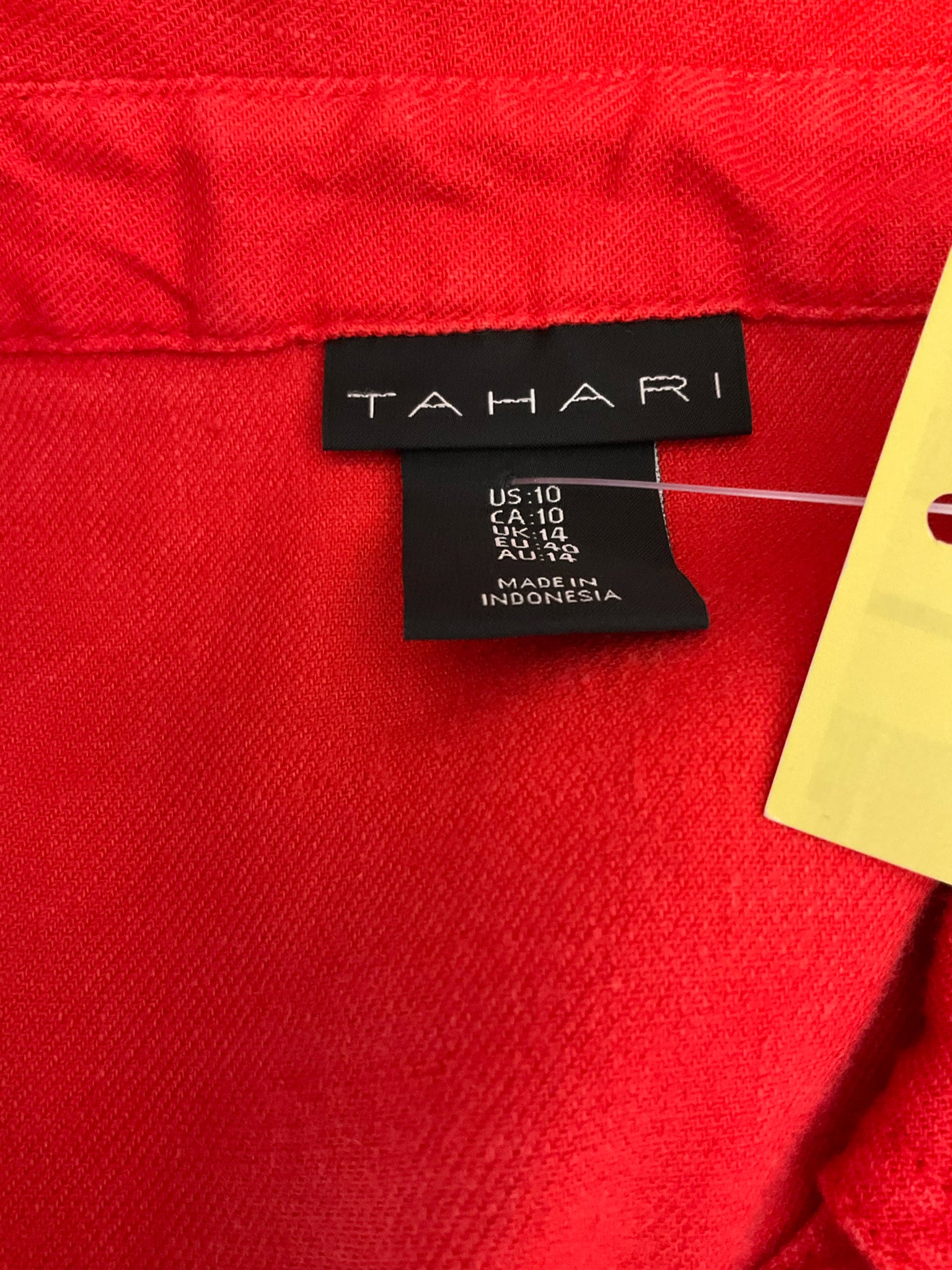 Tahari Red Linen Blend V-Neck Sleeveless Shift Dress Size 10