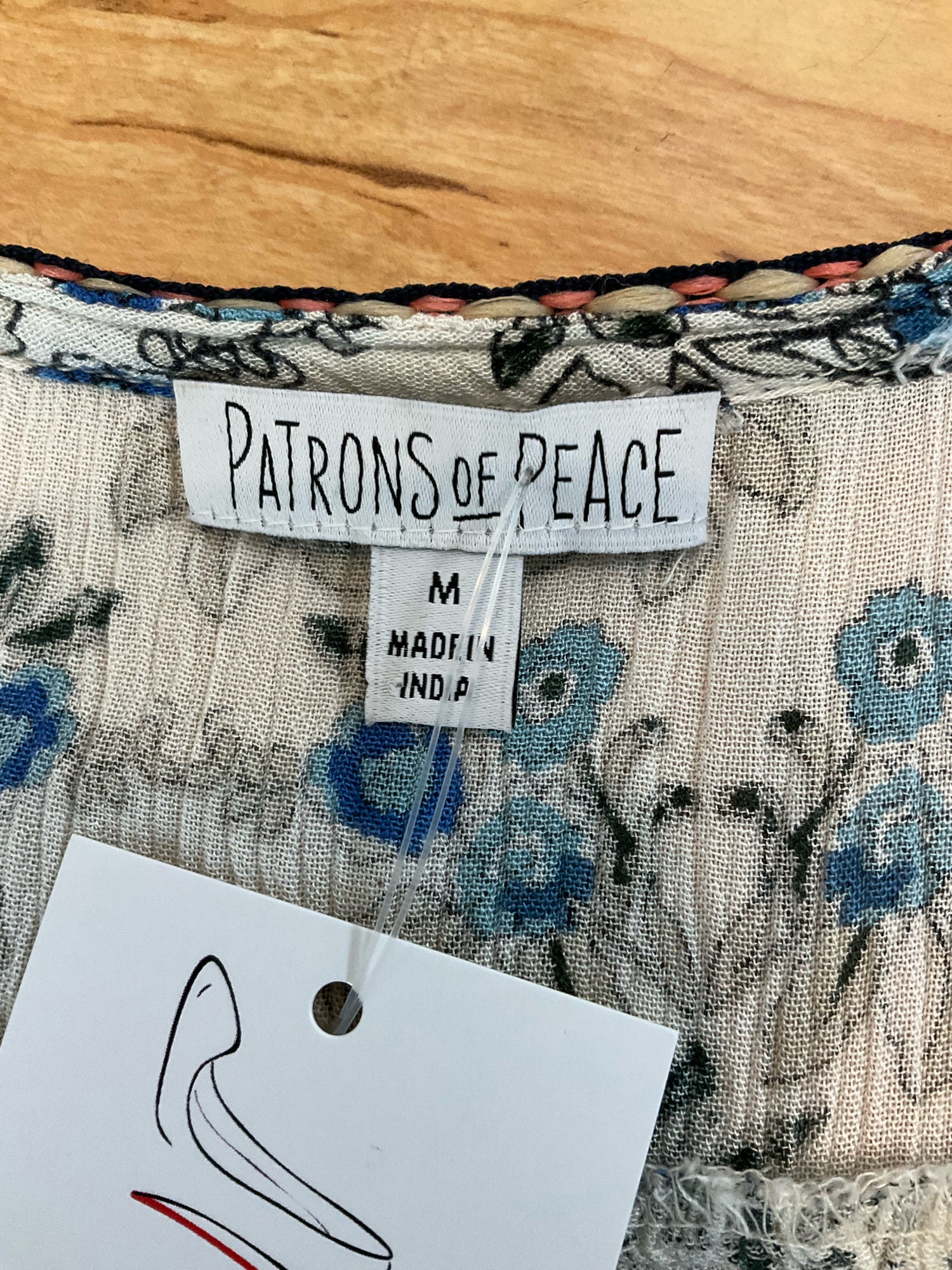 Patrons of Peace Floral Braided V-Neck Tunic Top | Size M | Bohemian Rayon Tank