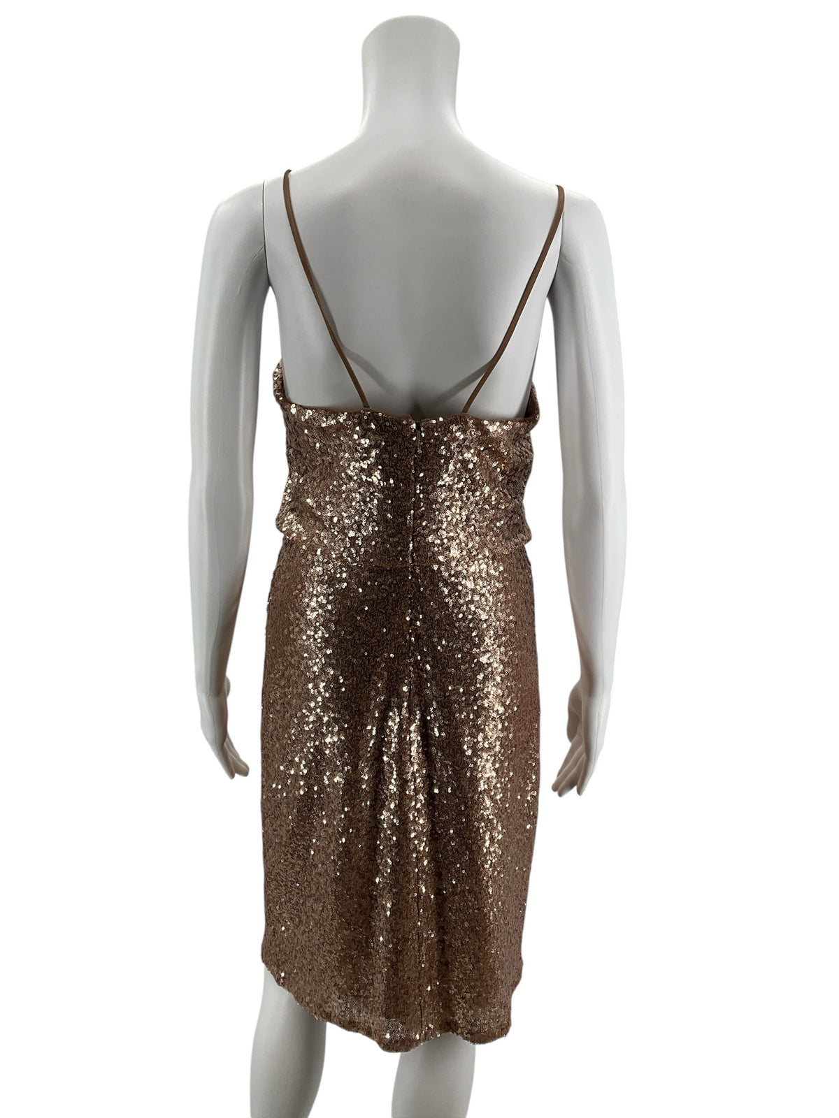 Jenny Yoo Collection Cleo Rose Gold Sequin V-Neck Gown Dress Size 6