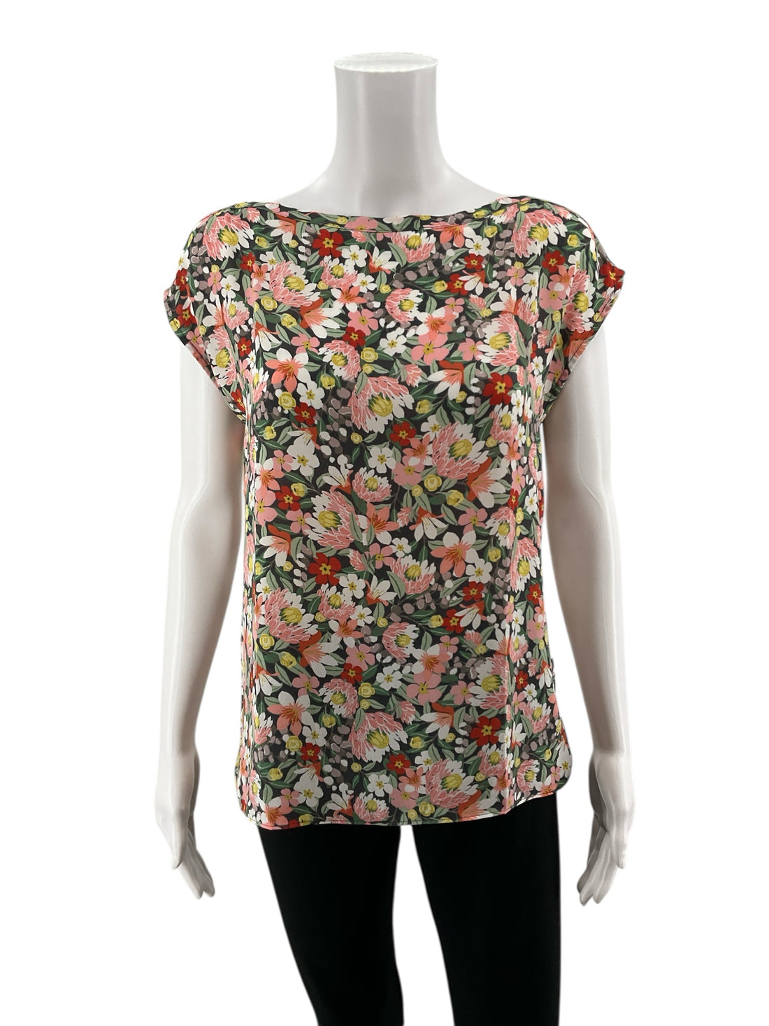 LOFT Protea Floral Mixed Media Top Size Small