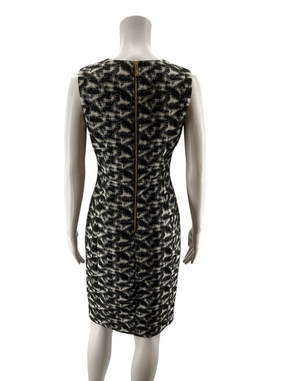 Calvin Klein Black &amp; White Abstract Jacquard Sheath Dress Size 4