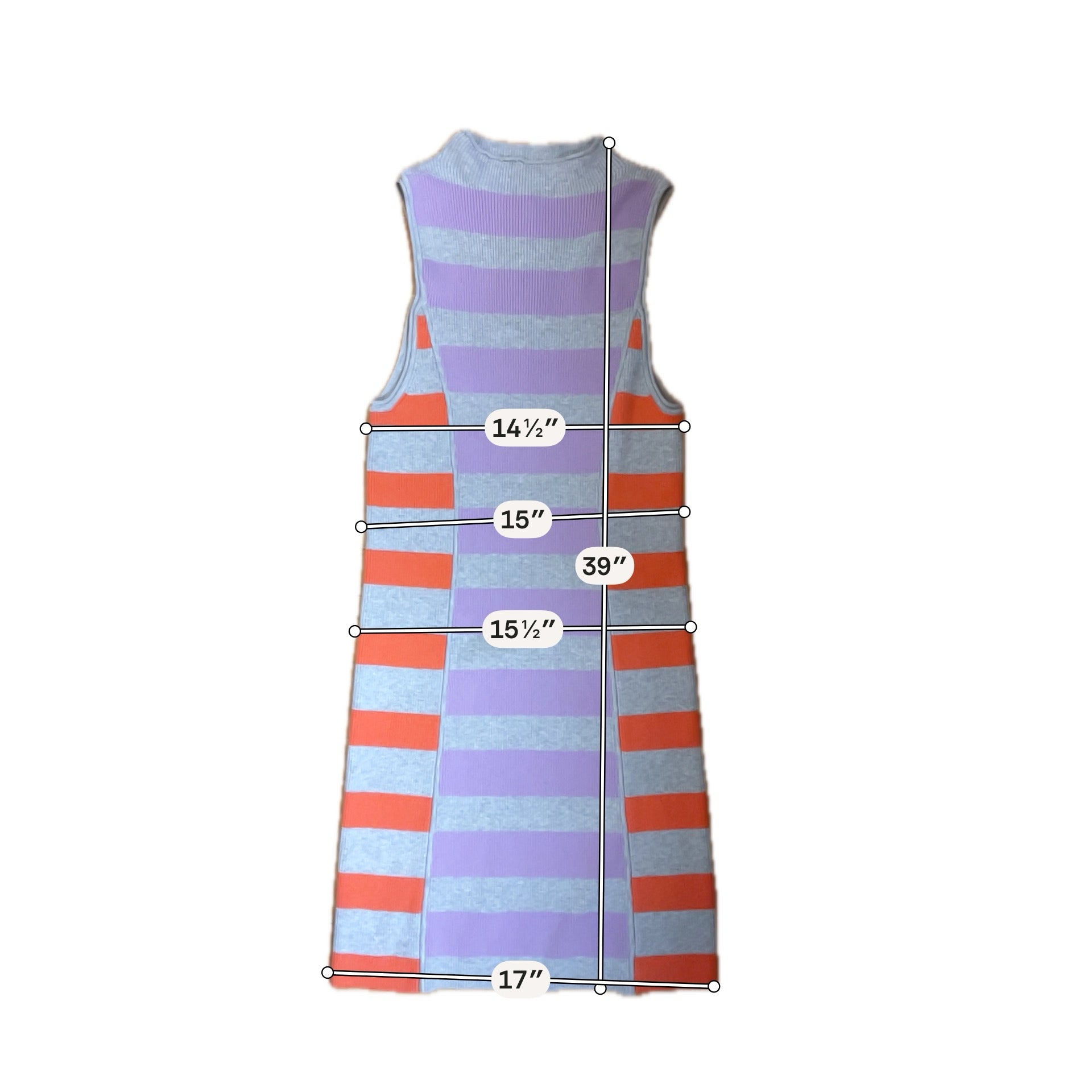 Daily Practice by Anthropologie gray/purple/orange Sleeveless Striped Midi Sweater Dress Size Large NWT - Size L