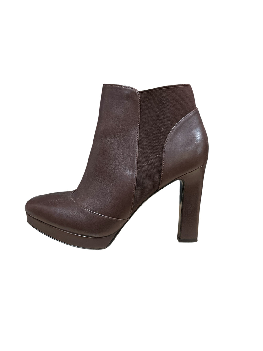 Via Spiga Brown Leather Chelsea Ankle Booties Block Heel Size 8