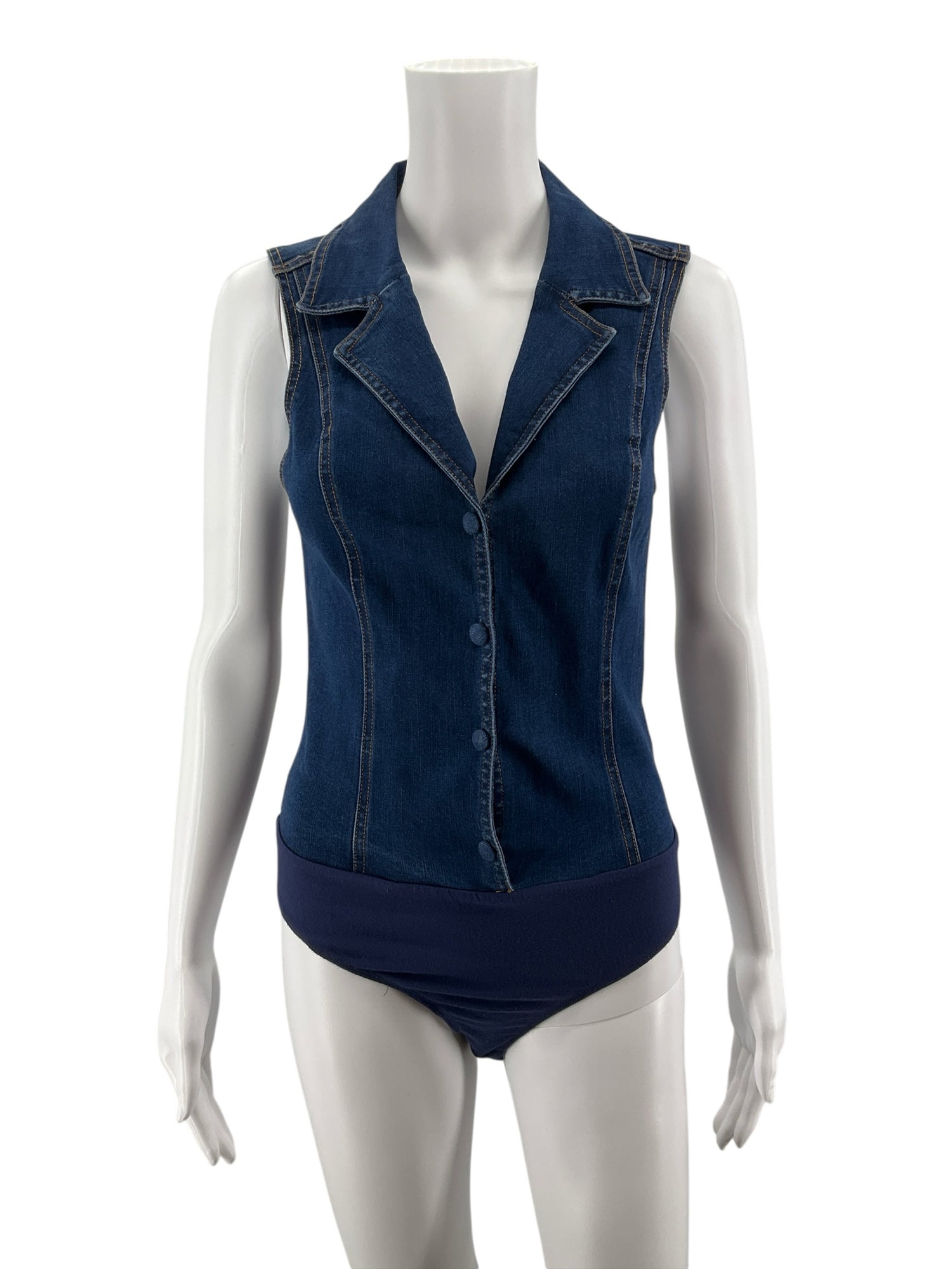 Le Lis Size M Blue Denim Pre-Owned Ladies Casual Top - Upstairs