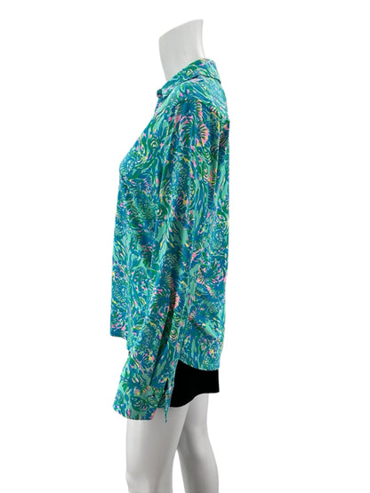 Lilly Pulitzer Sea View Button Down Shirt Multi Sink Or Swim Floral Print Size Large - ONLINE ONLY