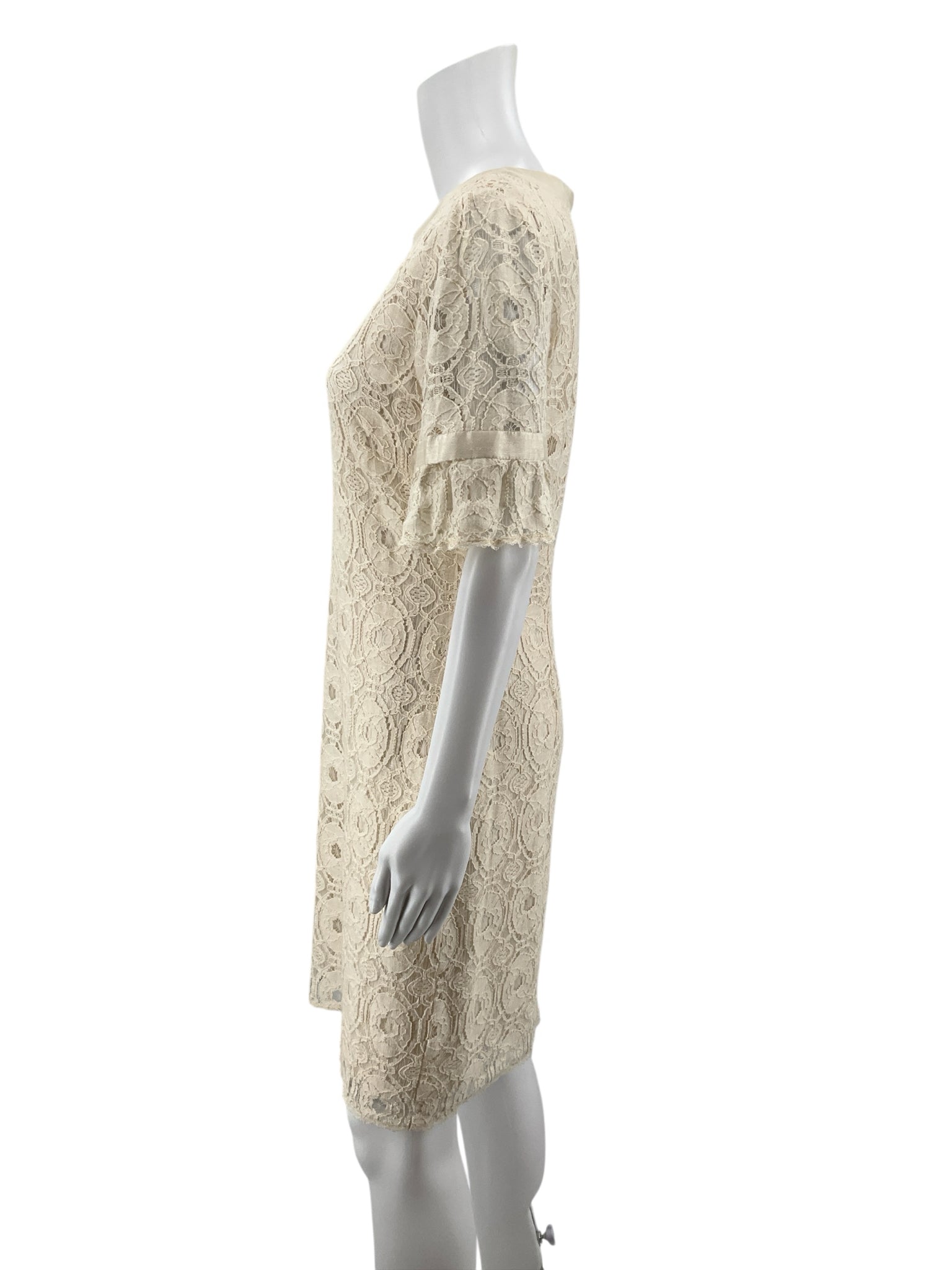 Liz Claiborne Cream Floral Lace Shift Dress Size 12