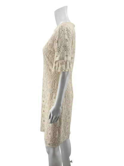 Liz Claiborne Cream Floral Lace Shift Dress Size 12