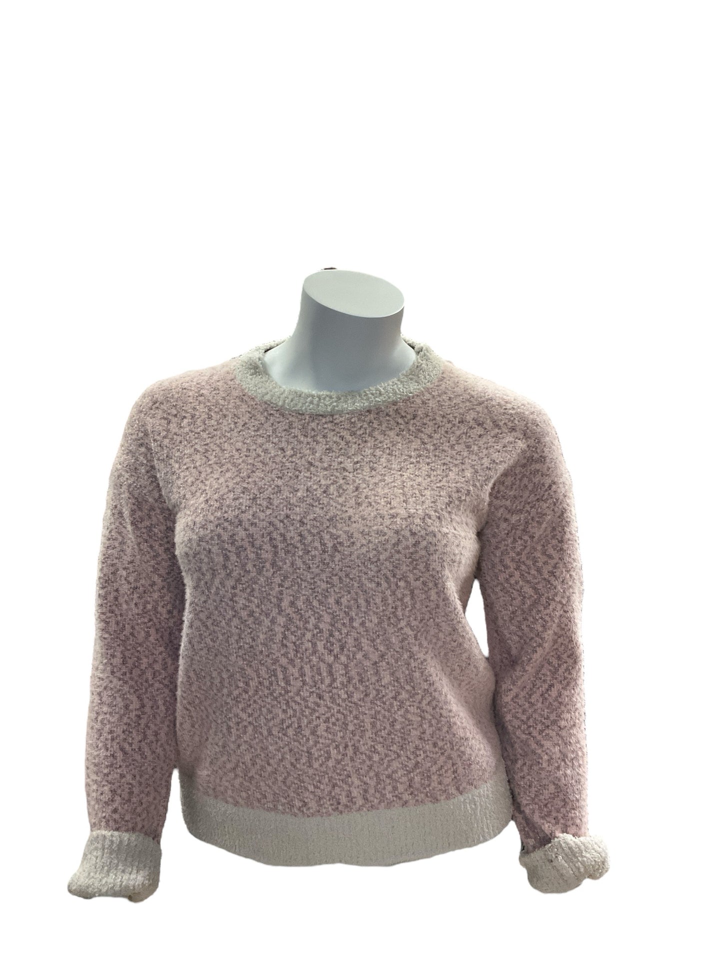 hem&thread Size L Pink/cream Solid Casual Top - Downstairs