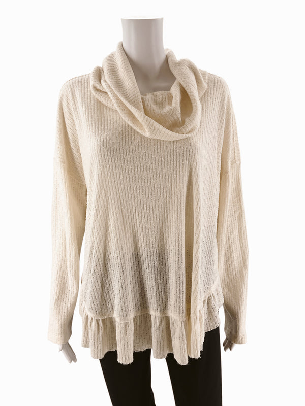 Maeve Cream Solid Pre-Owned Ladies Top - Size Medium