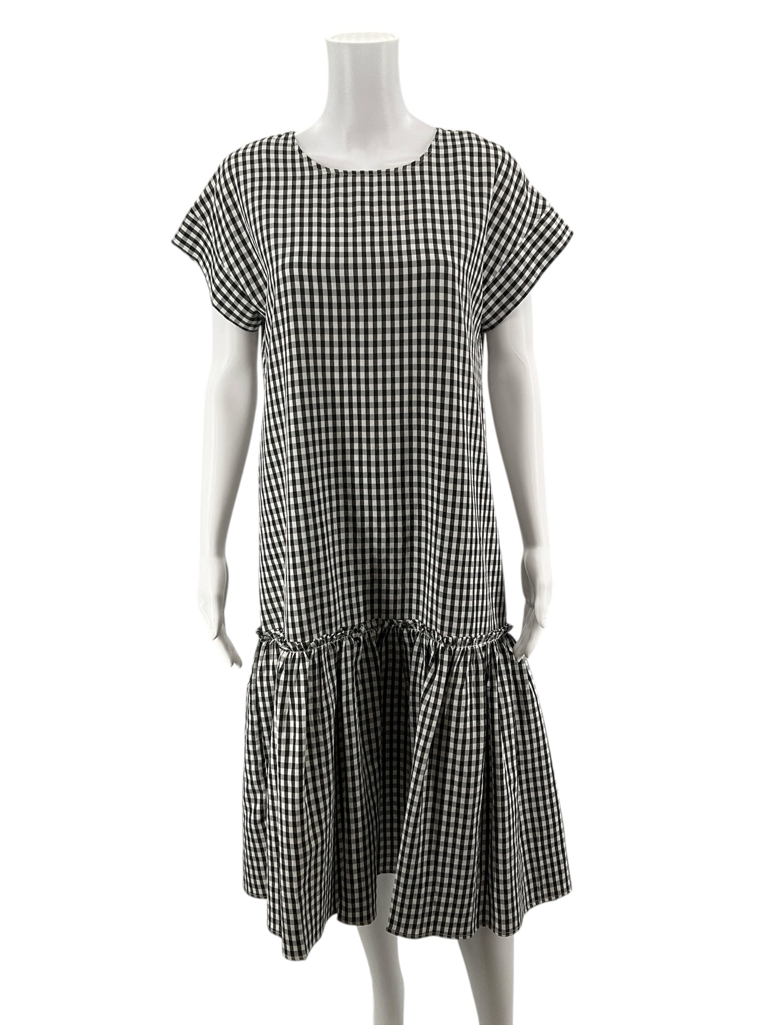 Lili Sidonio black/white Midi Gingham Check Drop Waist Midi Dress Size XS/S - Size XS/S
