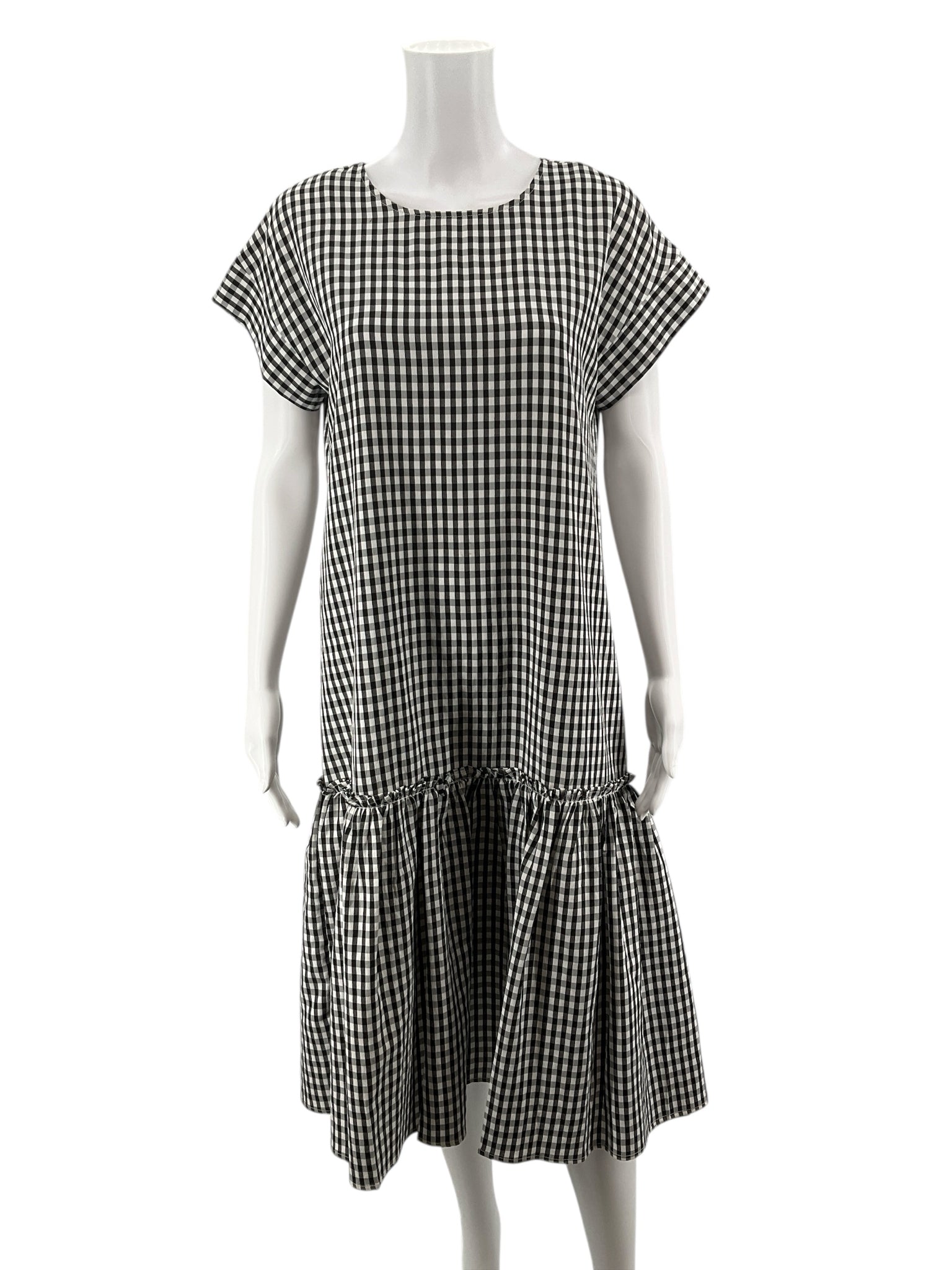 Lili Sidonio black/white Midi Gingham Check Drop Waist Midi Dress Size XS/S - Size XS/S