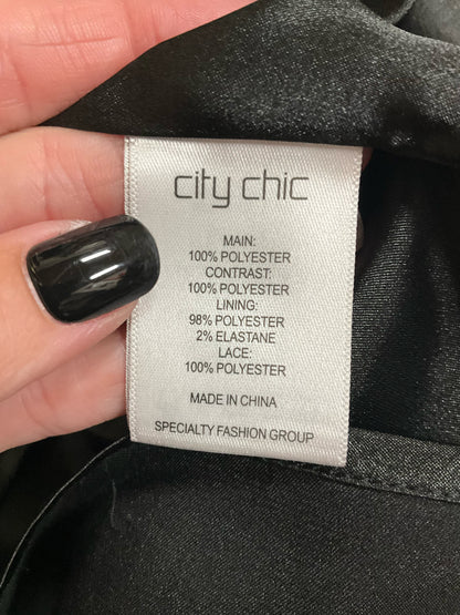City Chic Baroque Lace Trim Strapless Sheath Dress Black White Size 16W - ONLINE ONLY