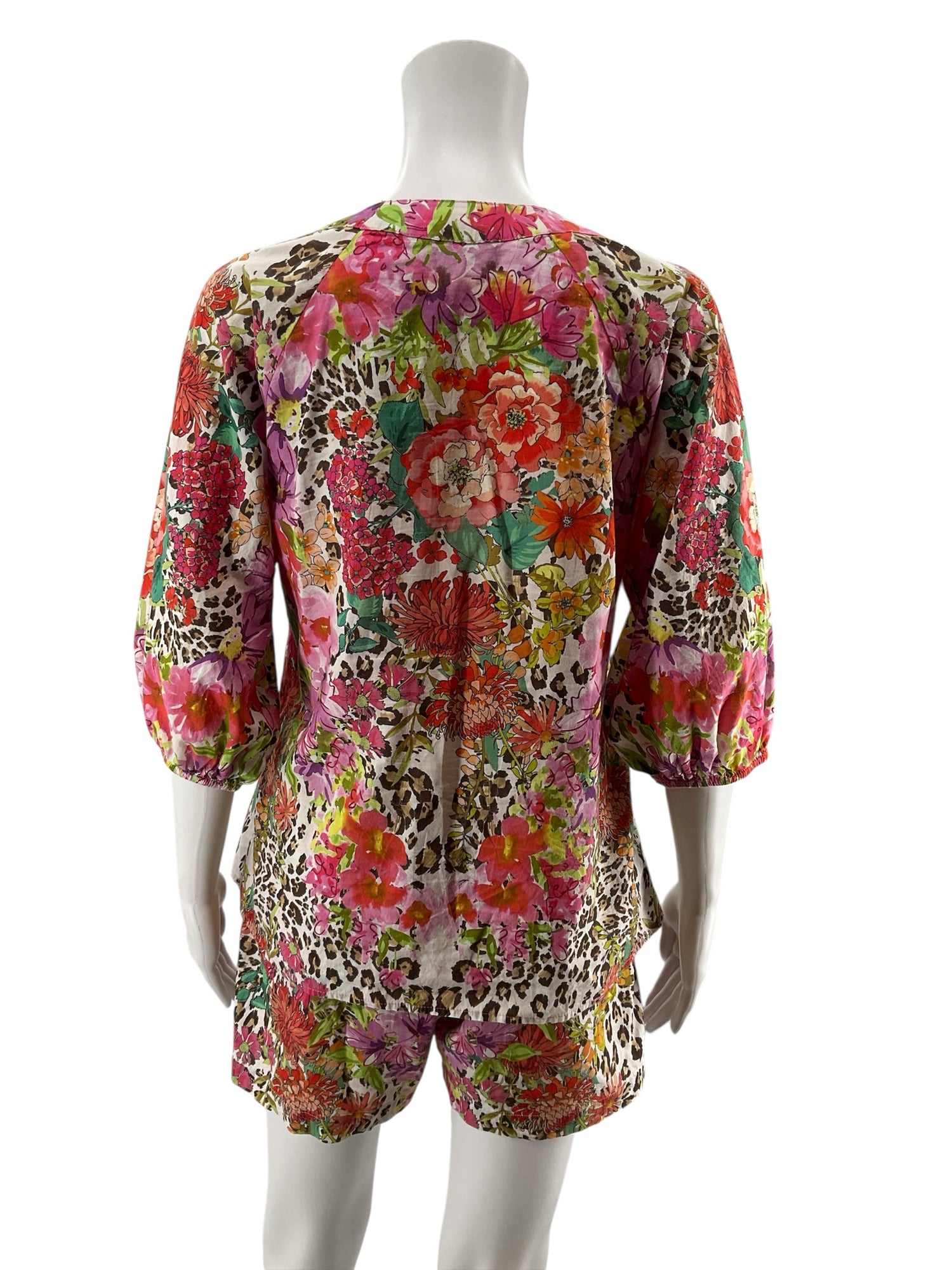 Johnny Was Anya Floral Cotton Tunic &amp; Shorts 2-Piece Set Size XS