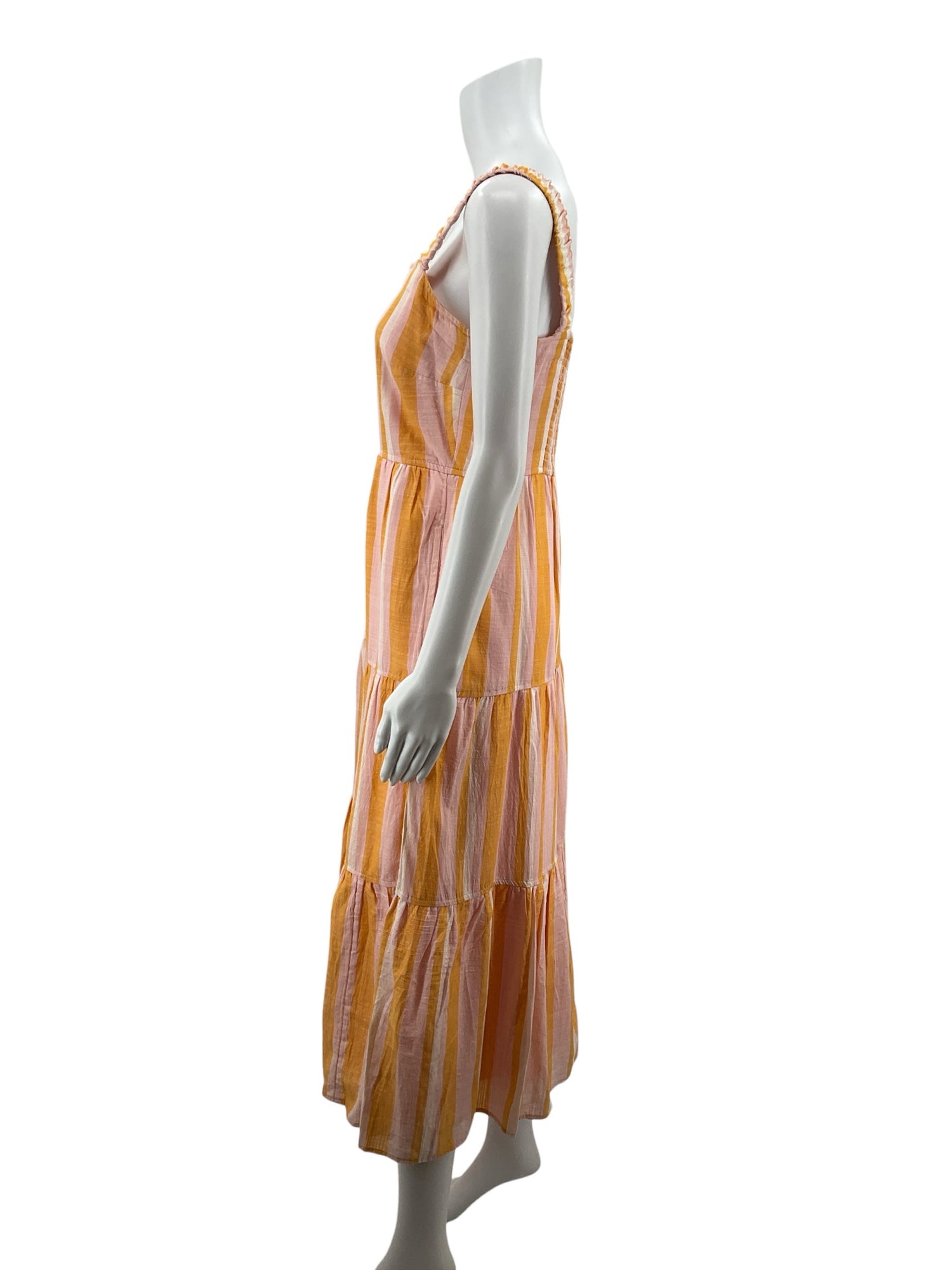 Free Assembly pink/orange Midi Striped Tiered Midi Sundress XS - Size XS