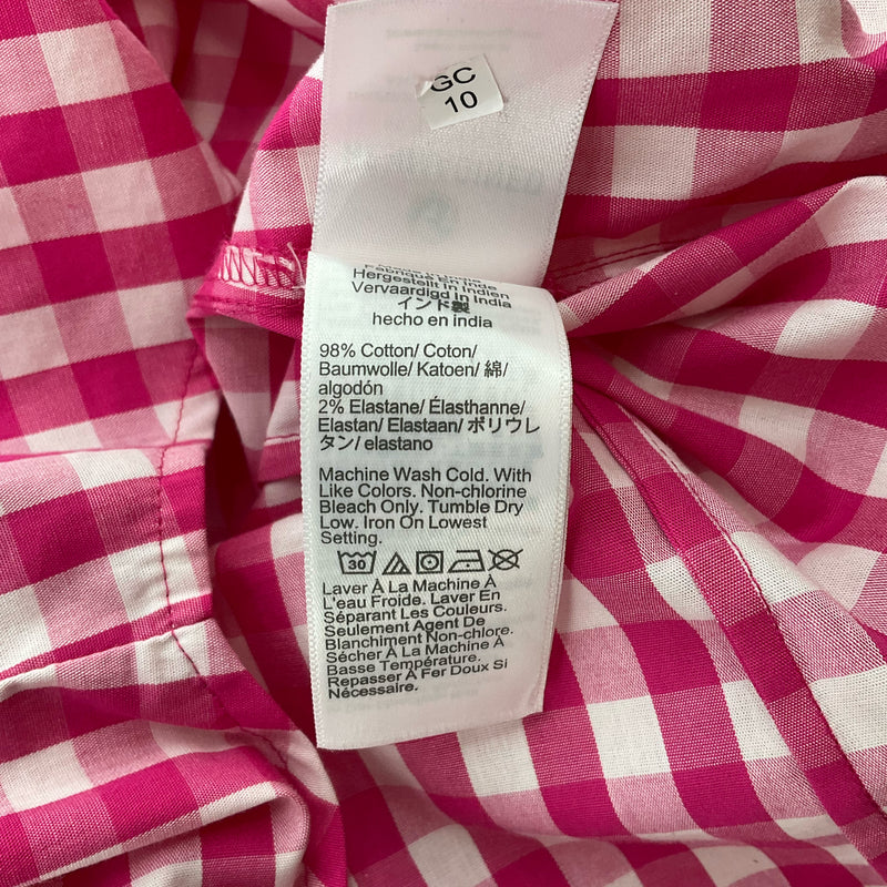 J Crew Pink/White Checkered Pre-Owned Ladies Casual Top - Size XS - Margaret’s Fine Consignment