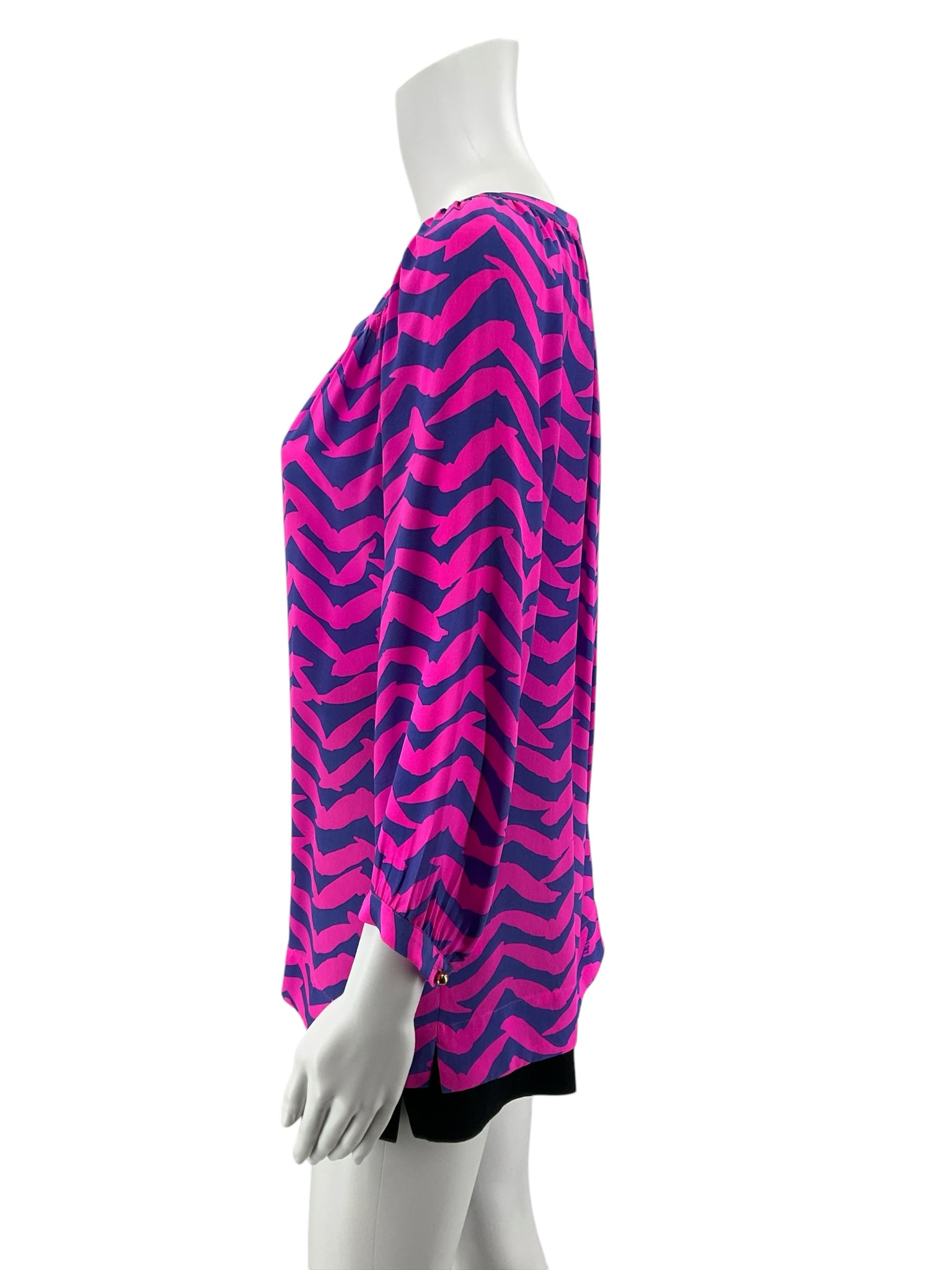 Lilly Pulitzer Elsa Silk Top First Impression Birds Print Small