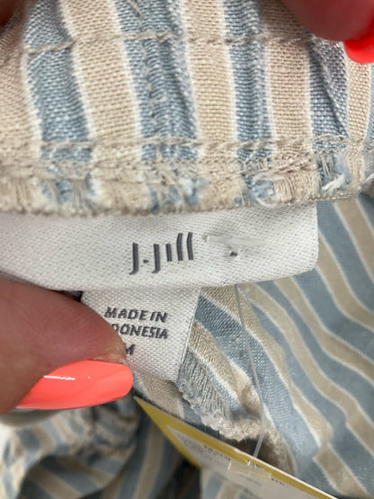 J.Jill Linen-Blend Striped Pull-On Shorts Blue Tan Size Medium