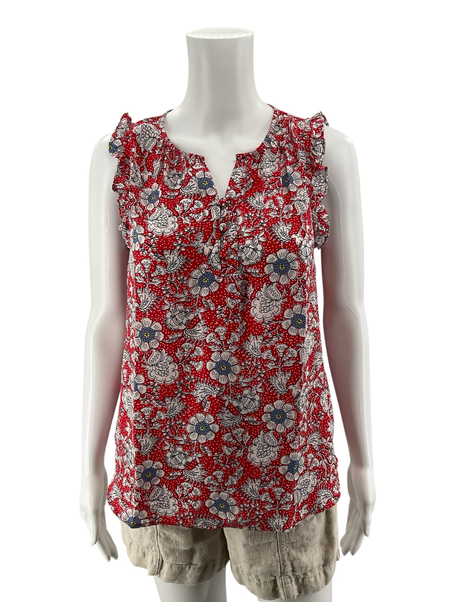 LOFT Outlet Floral Polka Dot Flutter Sleeve Top | Size Small Petite NWT