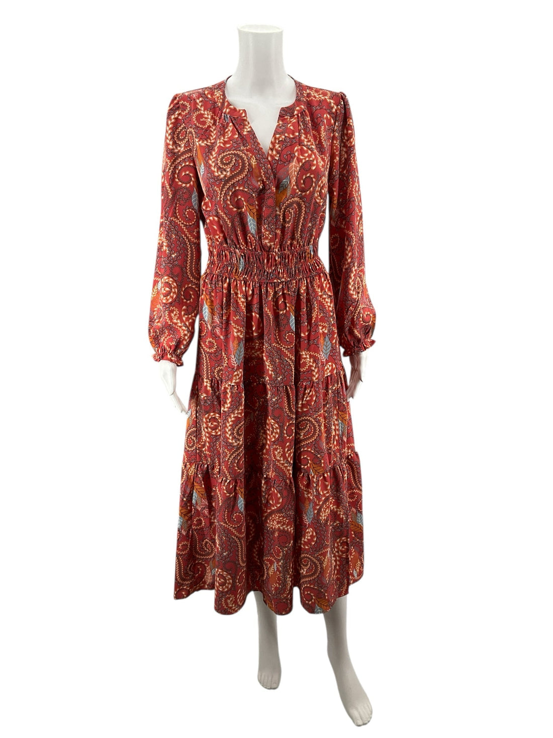 Harlow &amp; Rose Pink/Orange Print Pre-Owned Ladies Dress - Size Small Petite - Margaret’s Fine Consignment