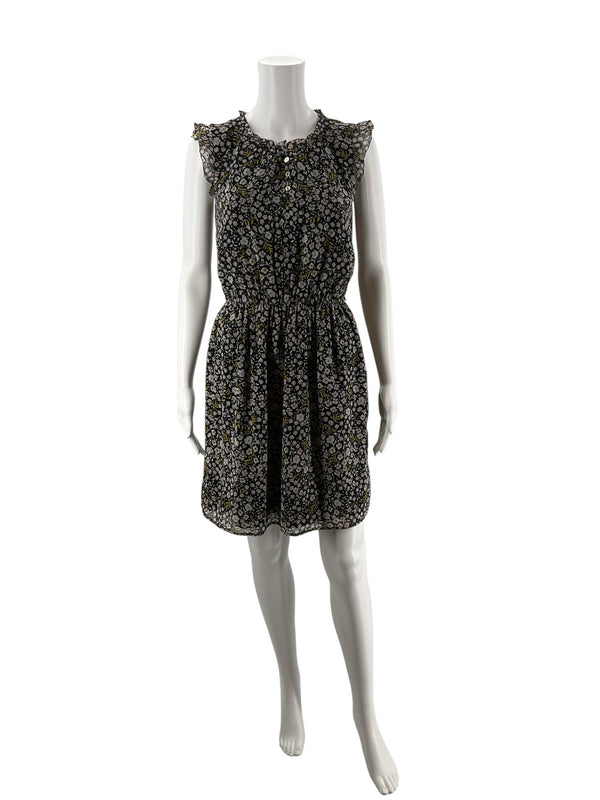 Loft Black/White/Yellow Floral Pre-Owned Ladies Dress - Size XS