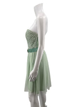 Mystic sage Mini Sage Green Strapless Tulle Dress Embroidered Bodice Medium - Size M