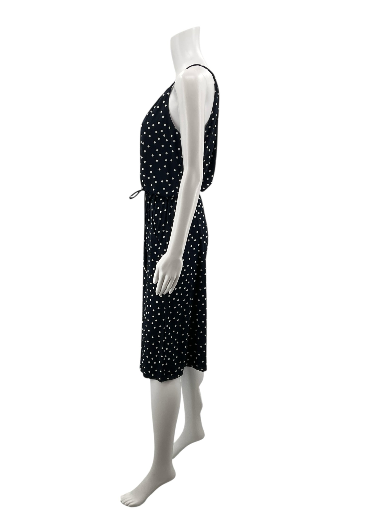 London Times Navy &amp; White Polka Dot Halter Jump Suit – Women’s Size 6 Petite - ONLINE ONLY