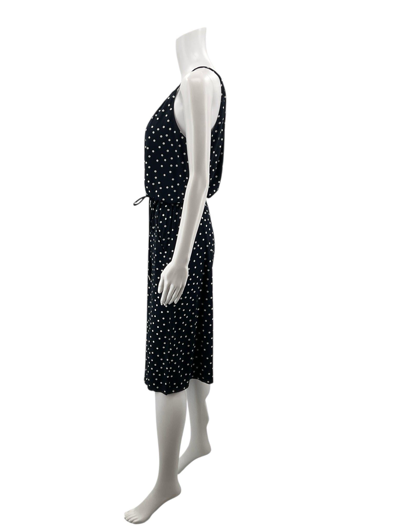 London Times Navy &amp; White Polka Dot Halter Jump Suit – Women’s Size 6 Petite - ONLINE ONLY