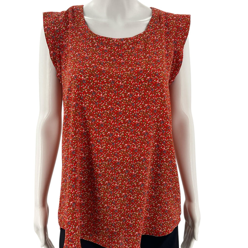 Pleione Orange/Multi Floral Pre-Owned Ladies Top - Size Medium - Margaret’s Fine Consignment